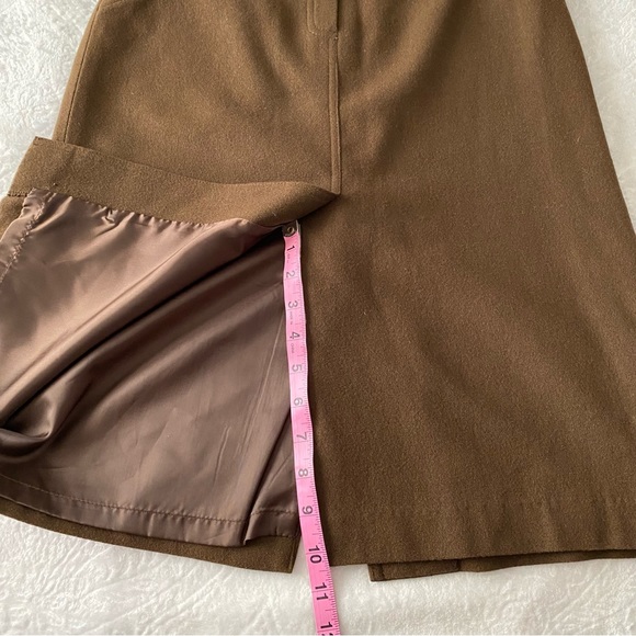 Parted Front & Back Brown Pencil Skirt - Picture 9 of 10